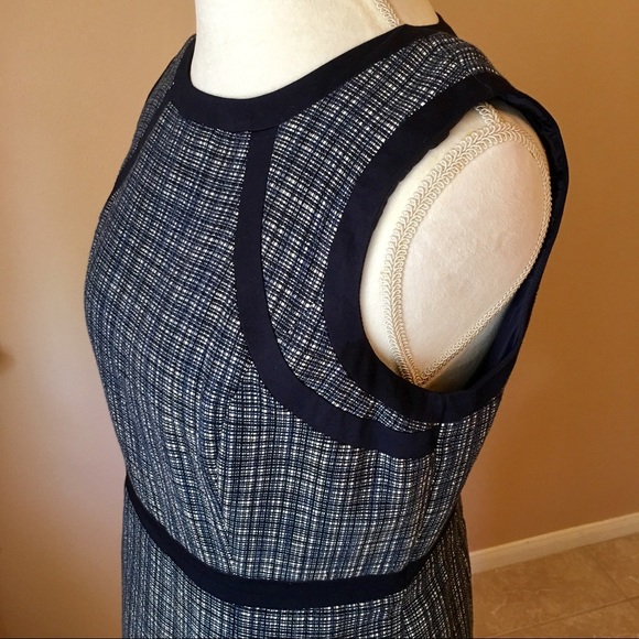 HP Talbots Navy Tweed Sleeveless Sheath Dress 12P - Picture 2 of 8